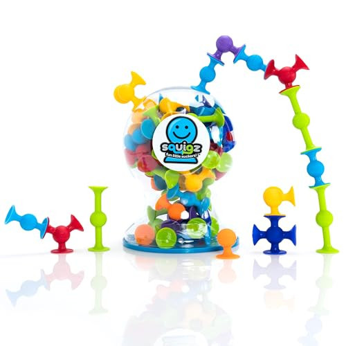 Fat Brain Toys Squigz Deluxe Set - 50-Piece Suction Construction Toys, Suction Bath Toys, Sensory Toys for Kids 3 and Up | Amazon (US)