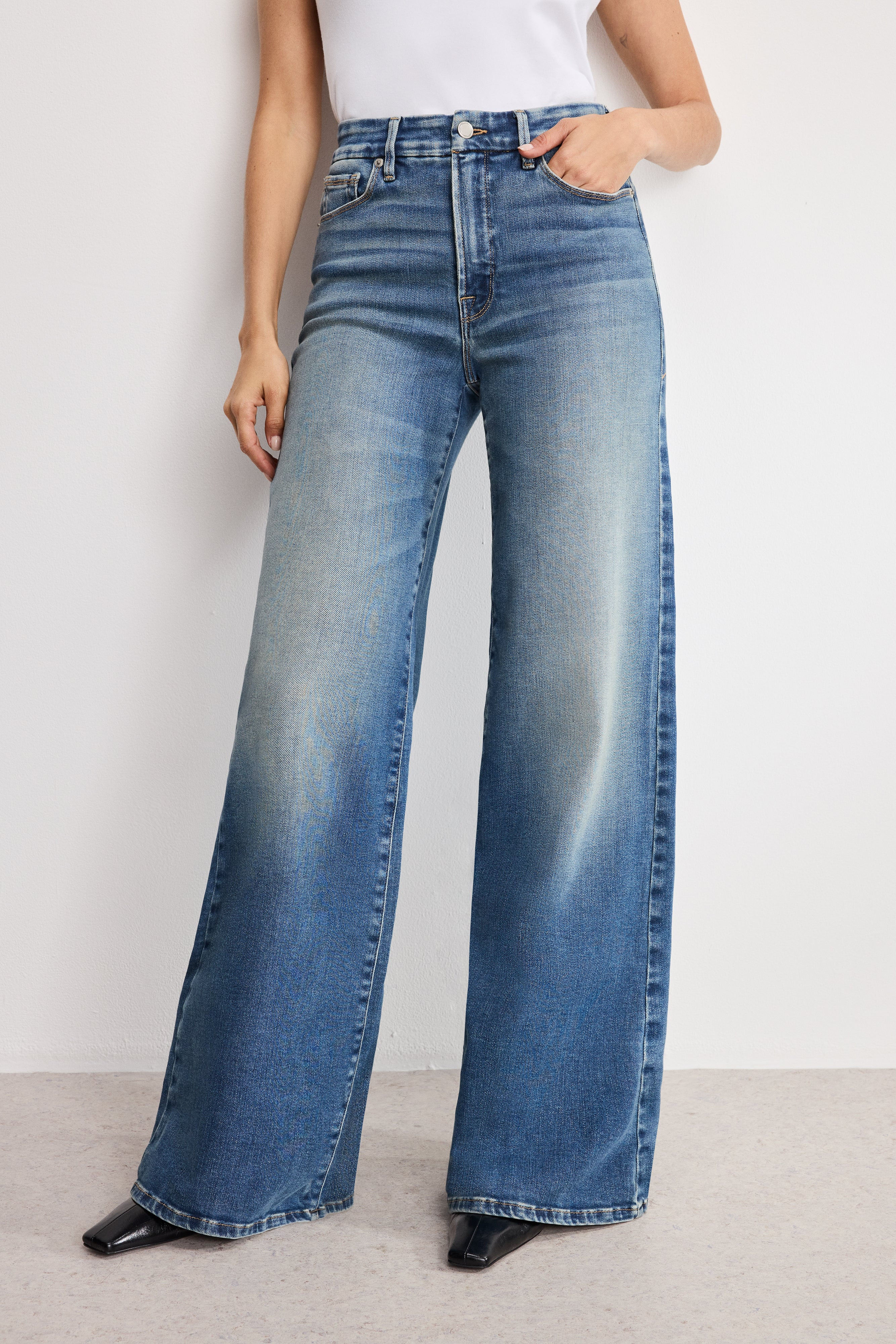 SOFT TECH GOOD WAIST PALAZZO JEANS | INDIGO986 - GOOD AMERICAN | Good American