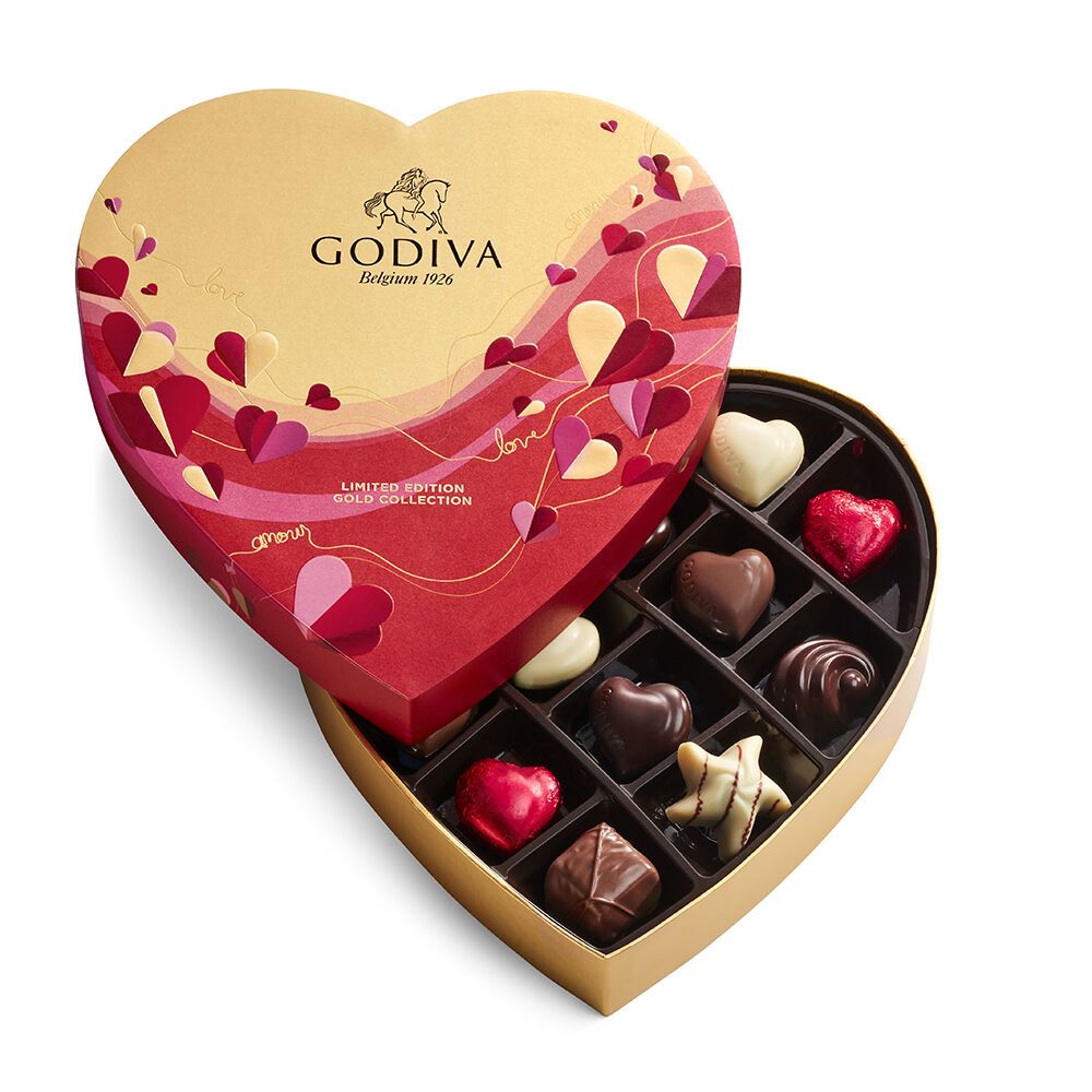 Valentine's Day Heart Assorted Chocolate Gift Box, 14 pc. | Godiva