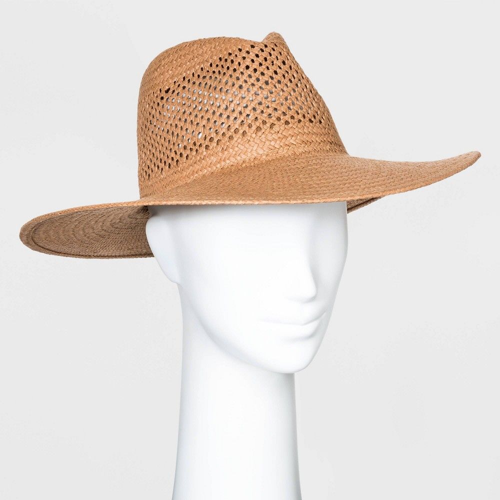 Women's Straw Wide Brim Fedora Hats - Universal Thread Brown One Size | Target