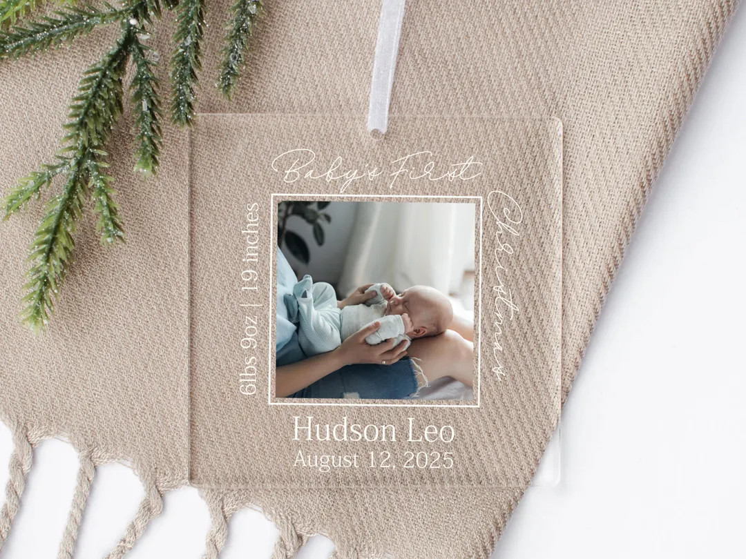 Personalized Baby's First Christmas Photo Ornament 2025 - Birth Stats Baby Christmas Ornament wit... | Etsy (US)