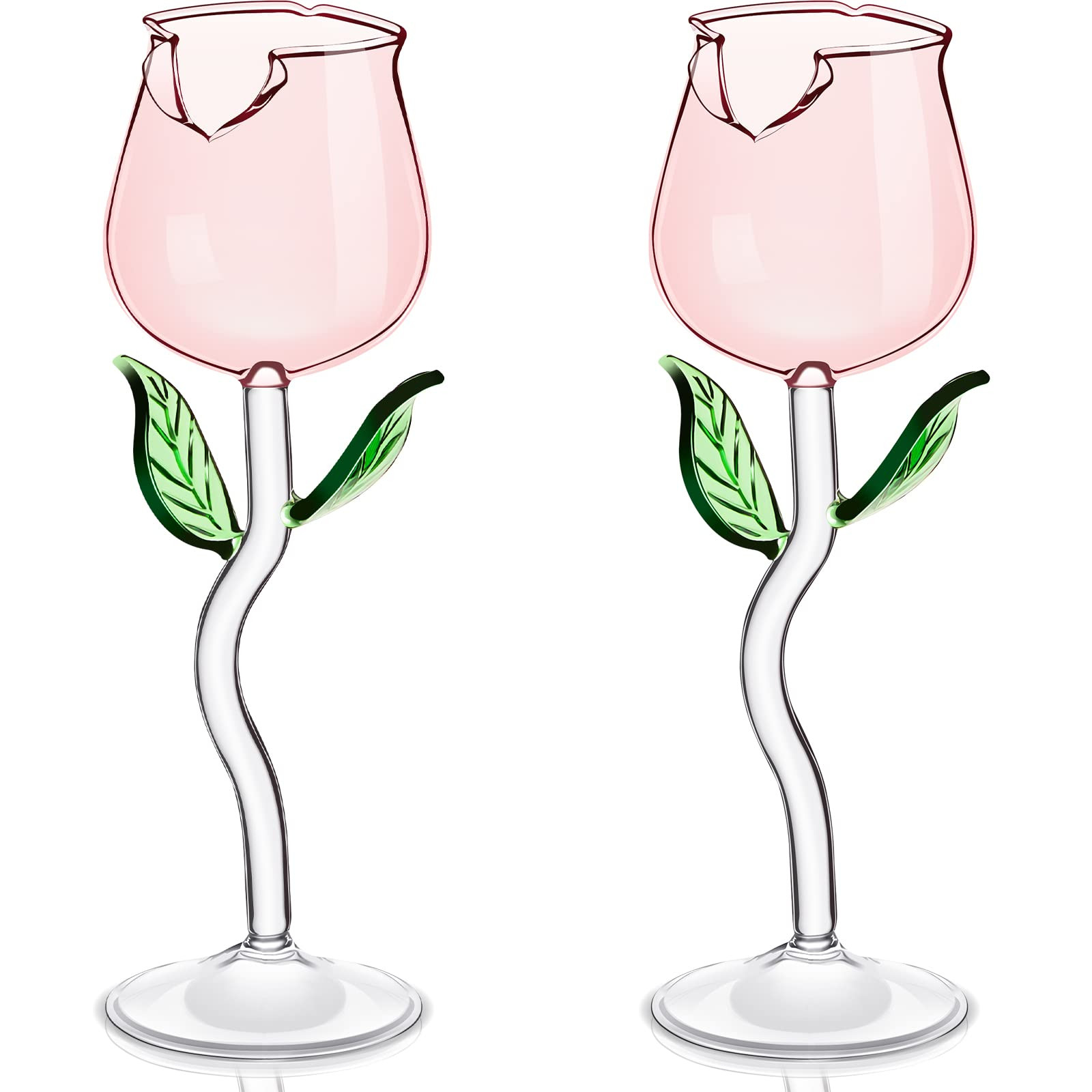 2 Pack Creative Rose Wine Glasses 6oz Crystal Red Wine Glasses Rose Flower Goblet Wine Cocktail J... | Amazon (US)