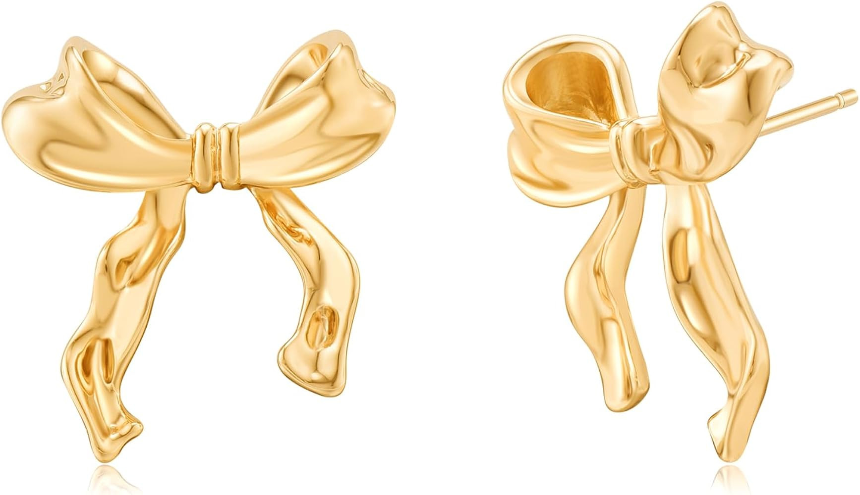 Bow Earrings Gold Bow Ribbon Hoop Earrings Long Ribbon Earrings Drop Dangle Bow Tie Huggie Earrin... | Amazon (US)