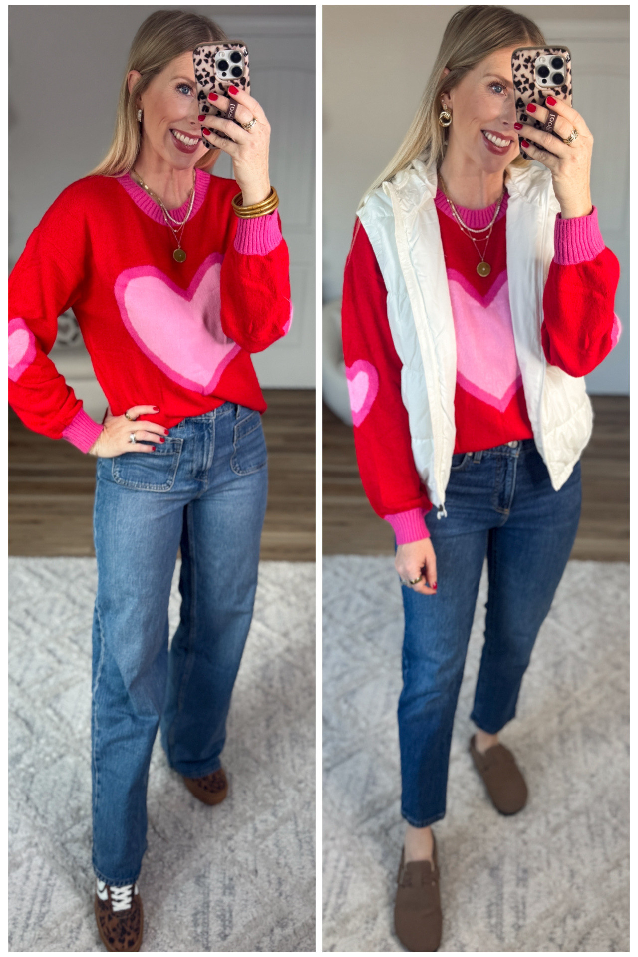 2 ways to style this heart sweater from Walmart! 

#LTKootd #LTKFindsUnder50
