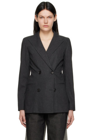 Gray Pinstripe Blazer | SSENSE