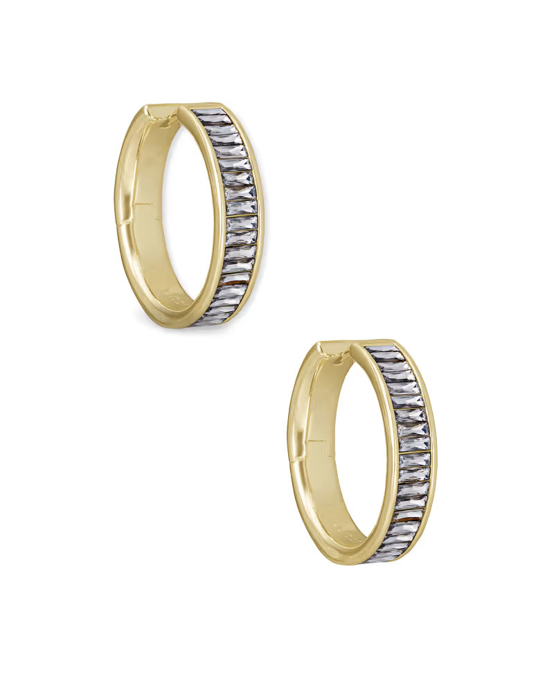 Jack Gold Hoop Earrings in White Crystal | Kendra Scott