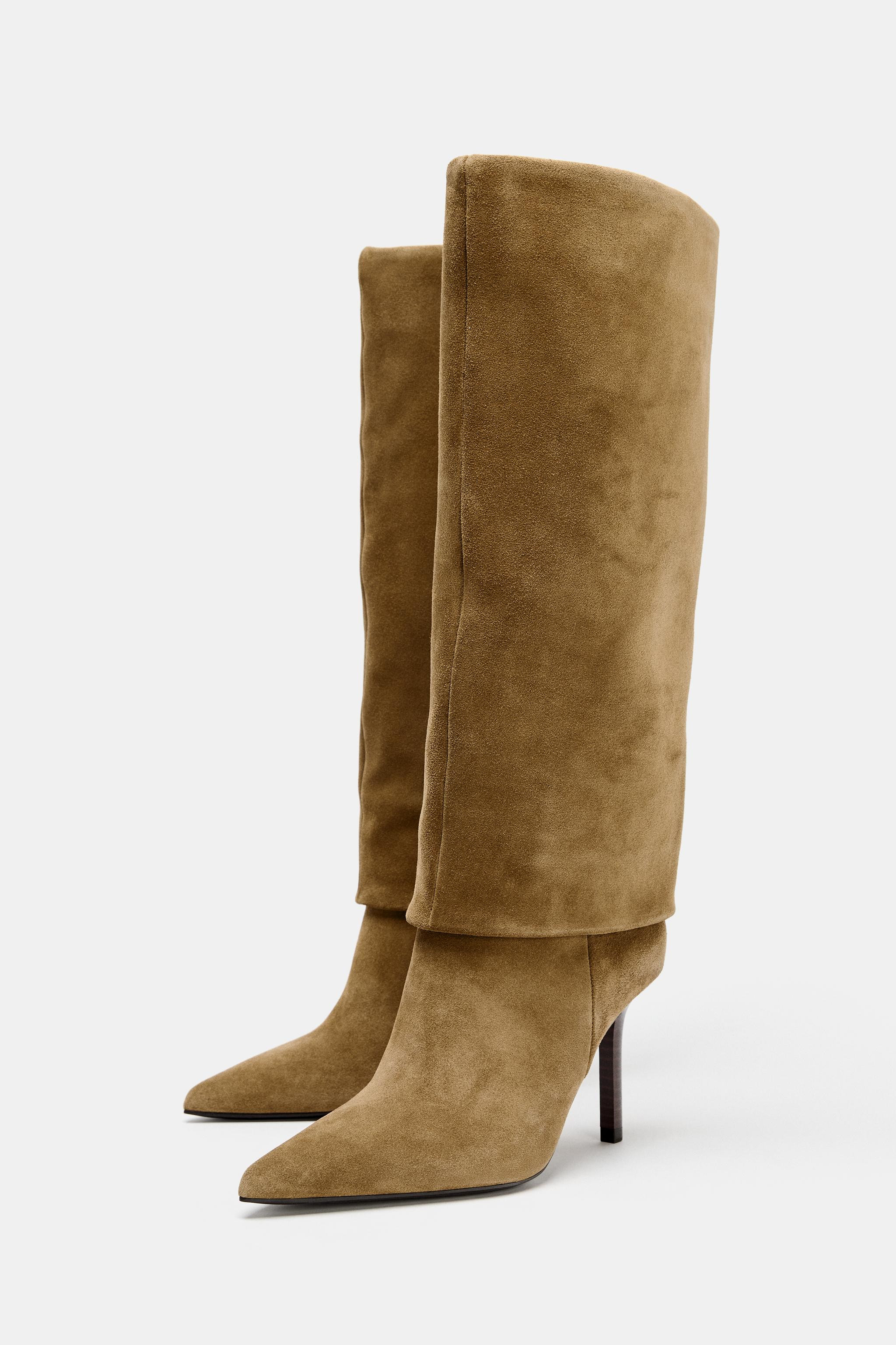SPLIT LEATHER HEELED BOOTS | Zara US