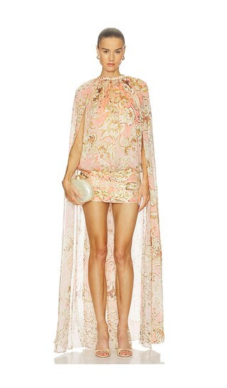 HEMANT AND NANDITA Mini Dress With Cape in Pink. - size M | Revolve Clothing (Global)