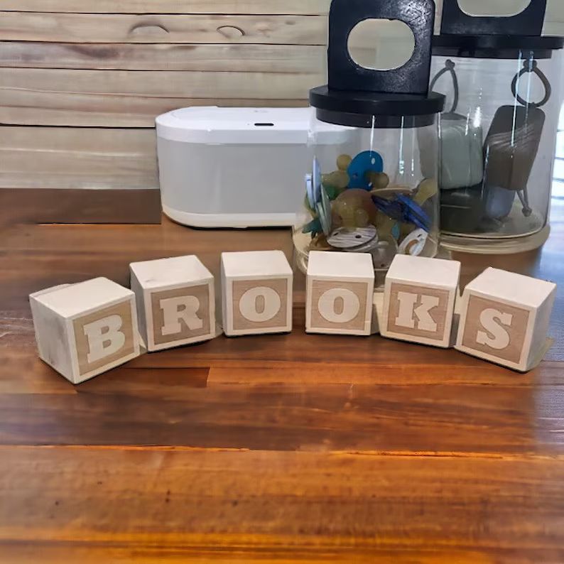 Wooden Letter Cubes Handcrafted Wooden Name Sign Wood Letter Blocks Nursery Baby Name Decor - Ets... | Etsy (US)