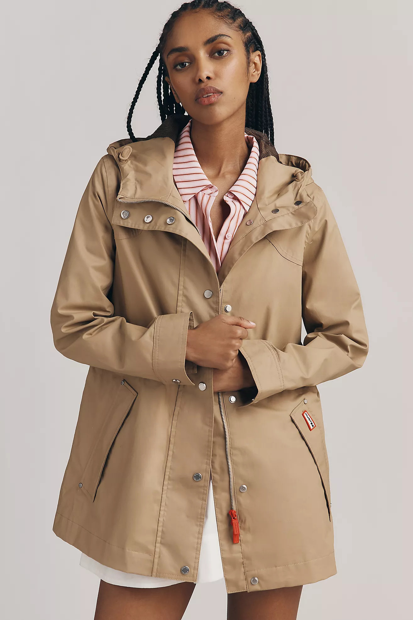 Hunter Adela Cinched-Waist Hooded Rain Coat | Anthropologie (US)