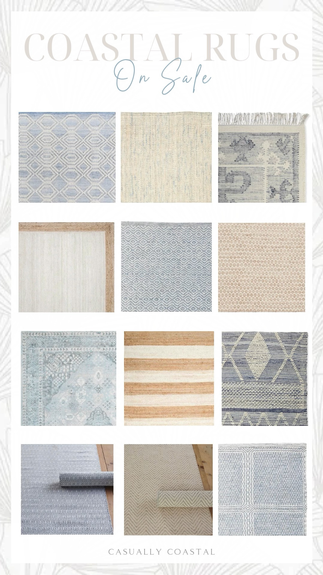 If you're on the hunt for a rug or a runner, it's a great weekend to be shopping for one! There are tons on sale, many with free shipping!

---- 
coastal home decor, coastal style, beach house decor, beach house rugs, lake house rugs, neutral rugs, blue & white rugs, patterned rugs, light blue rugs, gray rugs, textured rugs, rugs on sale, wayfair rugs, wayfair sale, wayfair home decor, serena & lily rugs, living room rugs, bedroom rugs, dining room rugs, entryway rugs, oversized rugs, 9x12 rugs, 8x10 rugs, 5x8 rugs, 3x5 rugs, 2x3 rugs, 11x14 rugs, 12x18 rugs, 6x9 rugs, denim rugs, runners, coastal rugs, beachy rugs, alamere rug, ryder rug, oriental rugs, primary bedroom rugs

#LTKSaleAlert #LTKHome