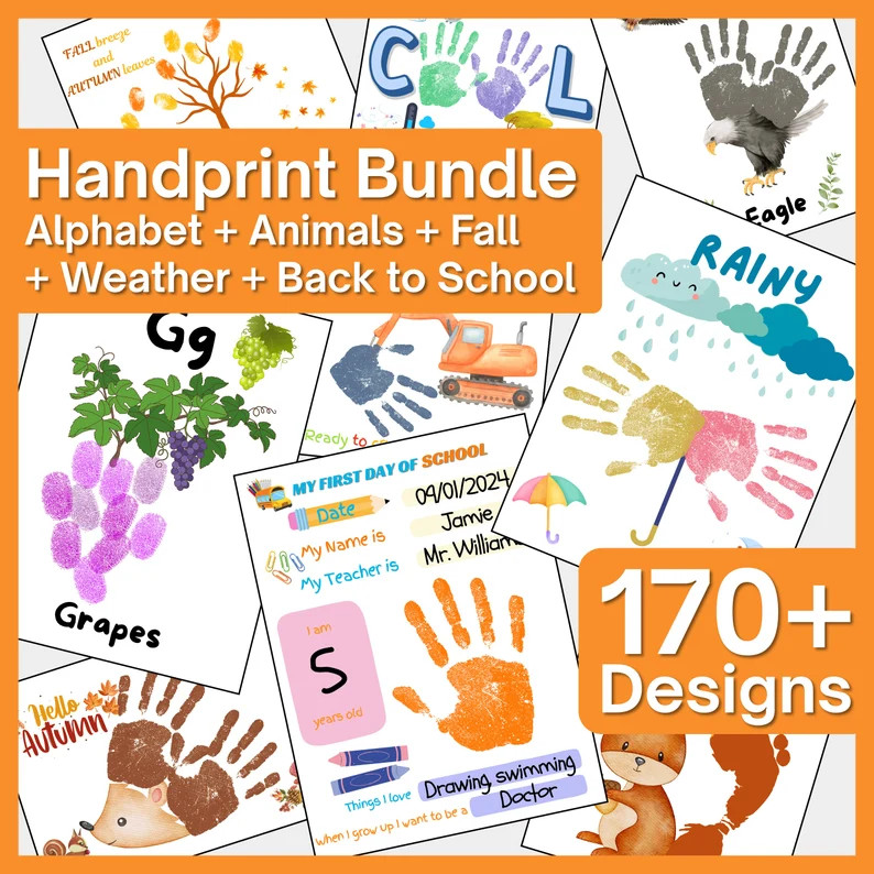 Stay Busy With 170 Handprint Crafts Alphabet, Animals, Back to School, Fall, Weather Printable To... | Etsy (US)