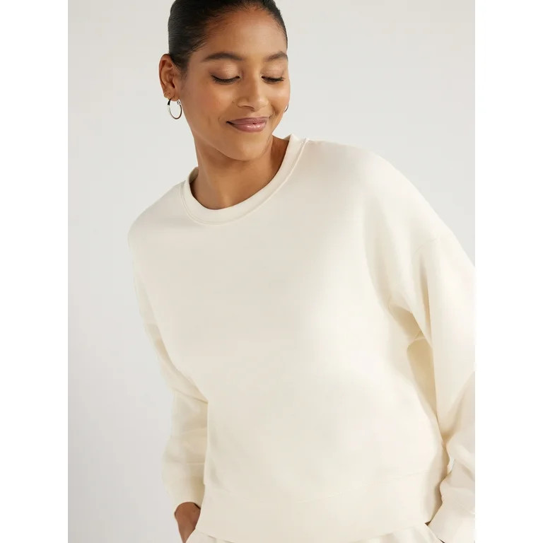 Scoop Women's Ultimate ScubaKnit Cropped Sweatshirt with Drop Sleeves, Size XS-XXL | Walmart (US)