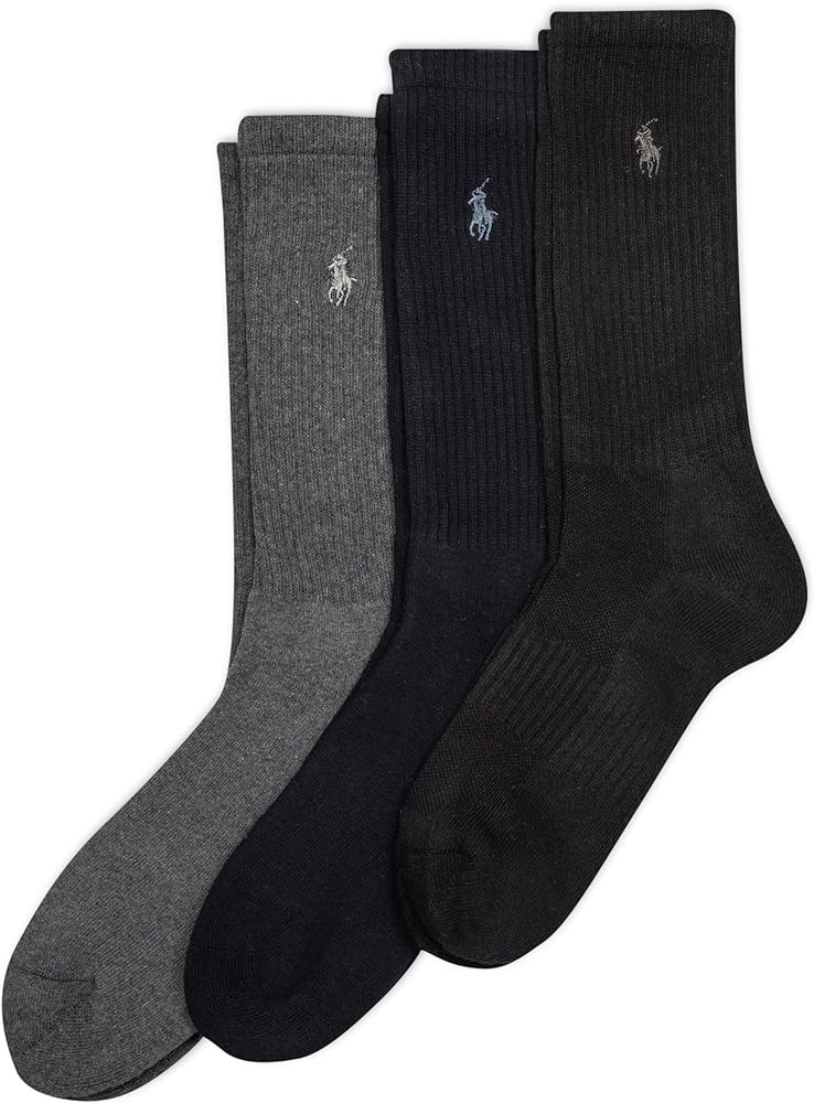 Polo Ralph Lauren Men's Ribbed Casual Crew Socks -3 Pair Pack- Cotton Comfort & Heel-toe Reinforc... | Amazon (US)