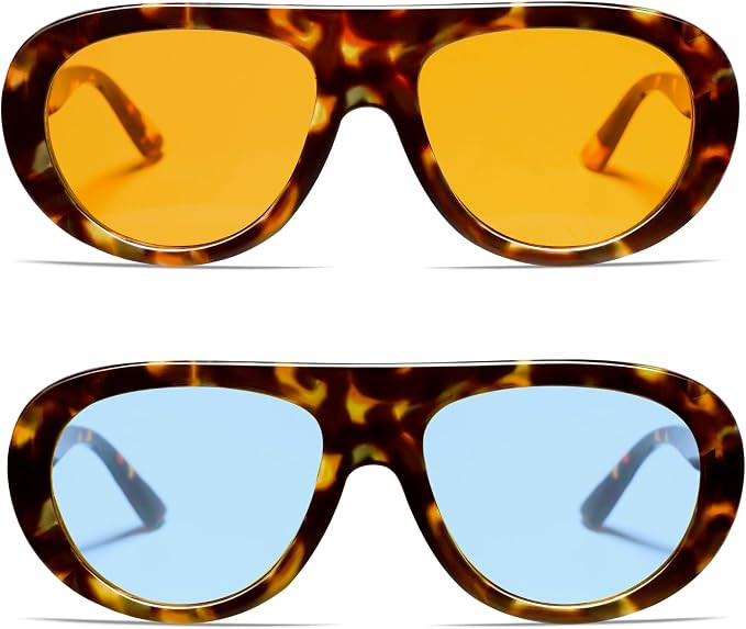 VANLINKER Retro Aviator Sunglasses for Women Chic Classic 70s Vintage Trendy 2026 Chunky UV400 Su... | Amazon (US)