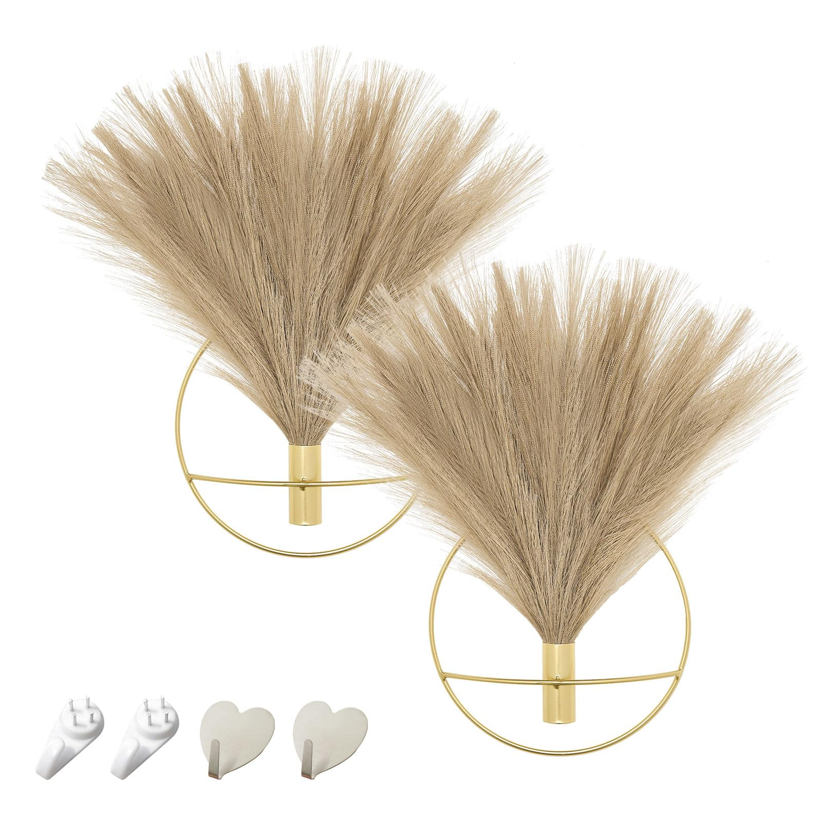 Pretty Jolly Boho Wall Decor, Wall-Mounted Metal Hanging Artificial Pampas Display, Art for Livin... | Amazon (US)