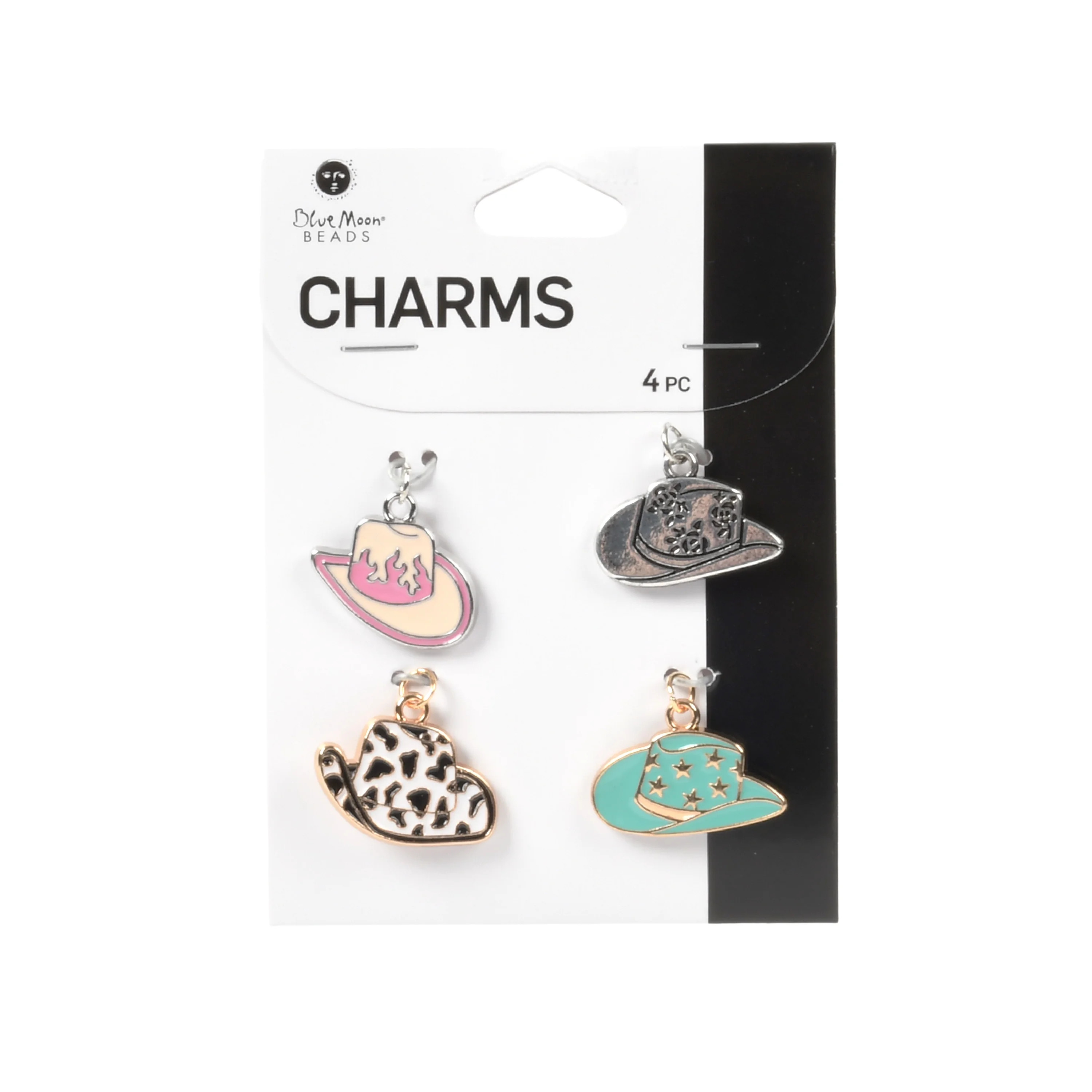 Blue Moon Beads Alloy Cowgirl Hat Charms Multi-Color-Unisex-Teen to Adult, 4 Pieces | Walmart (US)