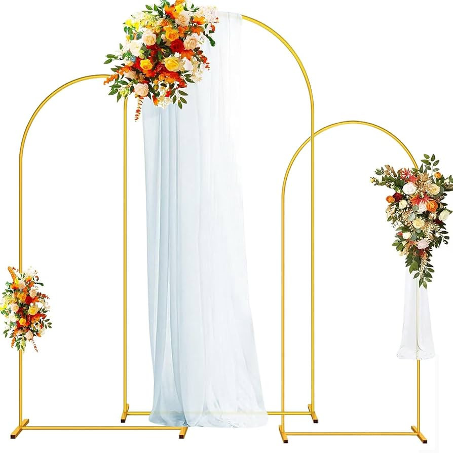 DDMY Arch Backdrop Stand, Gold Metal Balloon Arch Stand Set of 3 (7.2FT/6.6FT/6FT) for Wedding Ce... | Amazon (US)