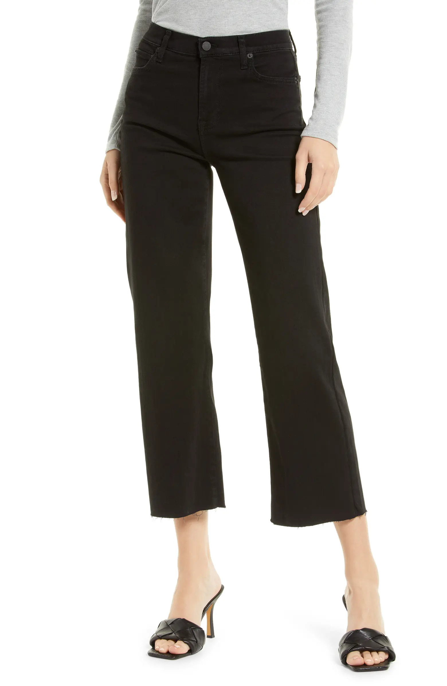 7 For All Mankind Alexa High Waist Raw Hem Crop Wide Leg Jeans | Nordstrom | Nordstrom