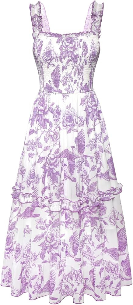 SCARLET DARKNESS Floral Dress for Women 2026 Flowy Sundress Smocked Cottagecore Dresses | Amazon (US)