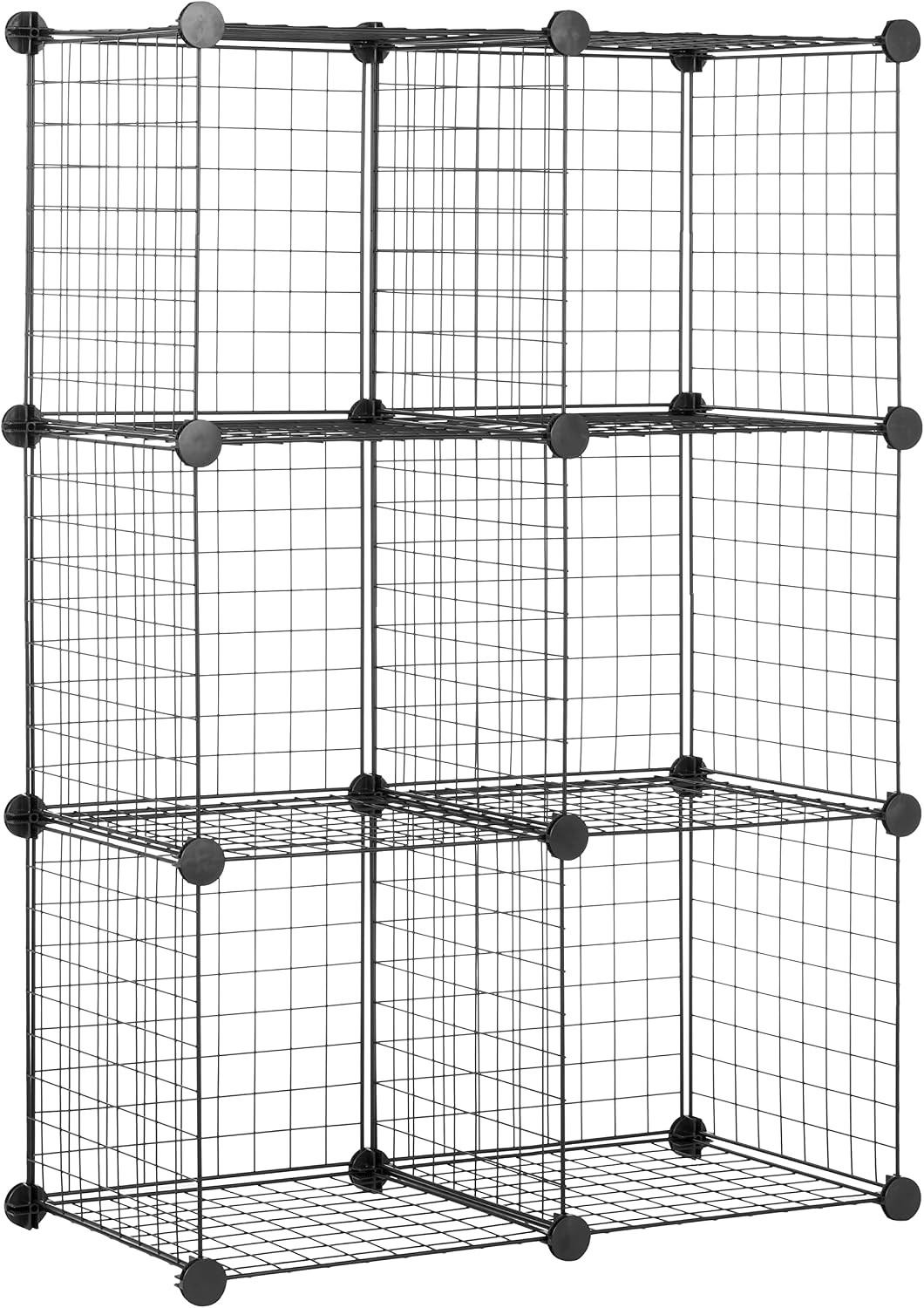 Amazon Basics 6 Cube Wire Grid Storage Organizer, Stackable Cubes, Cubby Bookcase, Display Shelf, 14" D x 14" W x 14" H, Black | Amazon (US)