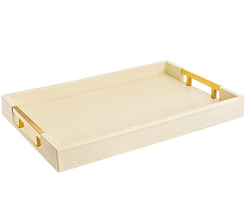 Home Redefined Modern Elegant 18"x12" Rectangle Cream Glossy Shagreen Decorative Ottoman Coffee T... | Amazon (US)