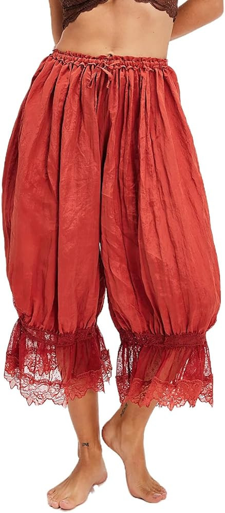 Womens Drawstring Lace Slips Trim Ruffle Hem Capri Pants Y2K Summer Going Out Streetwear Lightwei... | Amazon (US)