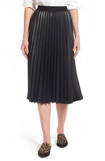 Women's Halogen Pleat Faux Leather Skirt, Size X-Small - Black | Nordstrom