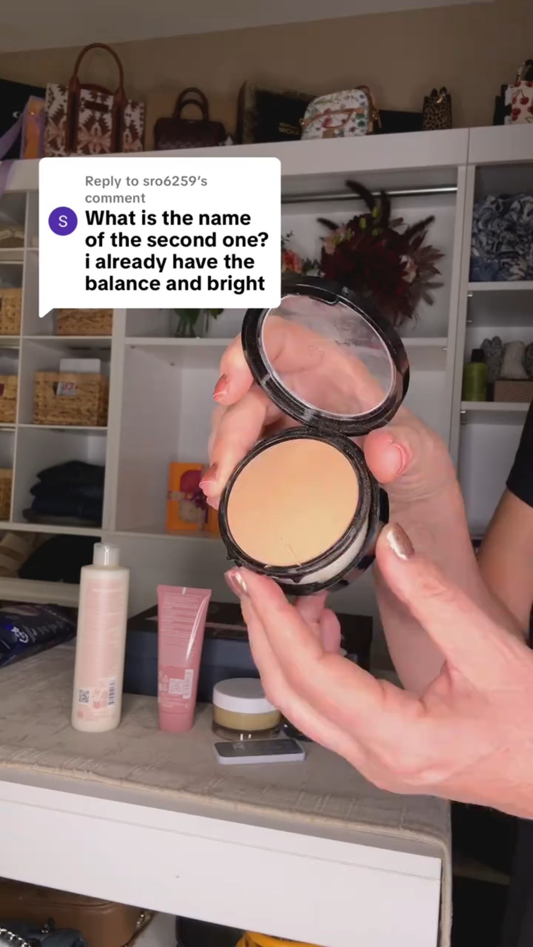 This is the Laura Geller Double Take Baked Powder Foundation. It’s a full-coverage baked powder that’s completely different from her Baked Balance-n-Brighten foundation. Balance-n-Brighten is lighter, more natural, and gives that soft, evened-out look. Double Take is the one you grab when you want real coverage without the heaviness of a liquid. It applies dry for medium to full coverage, or you can use it wet for an even smoother, more perfected finish. It stays put, doesn’t settle into lines, and has that signature baked formula that keeps it feeling lightweight while still delivering full payoff.