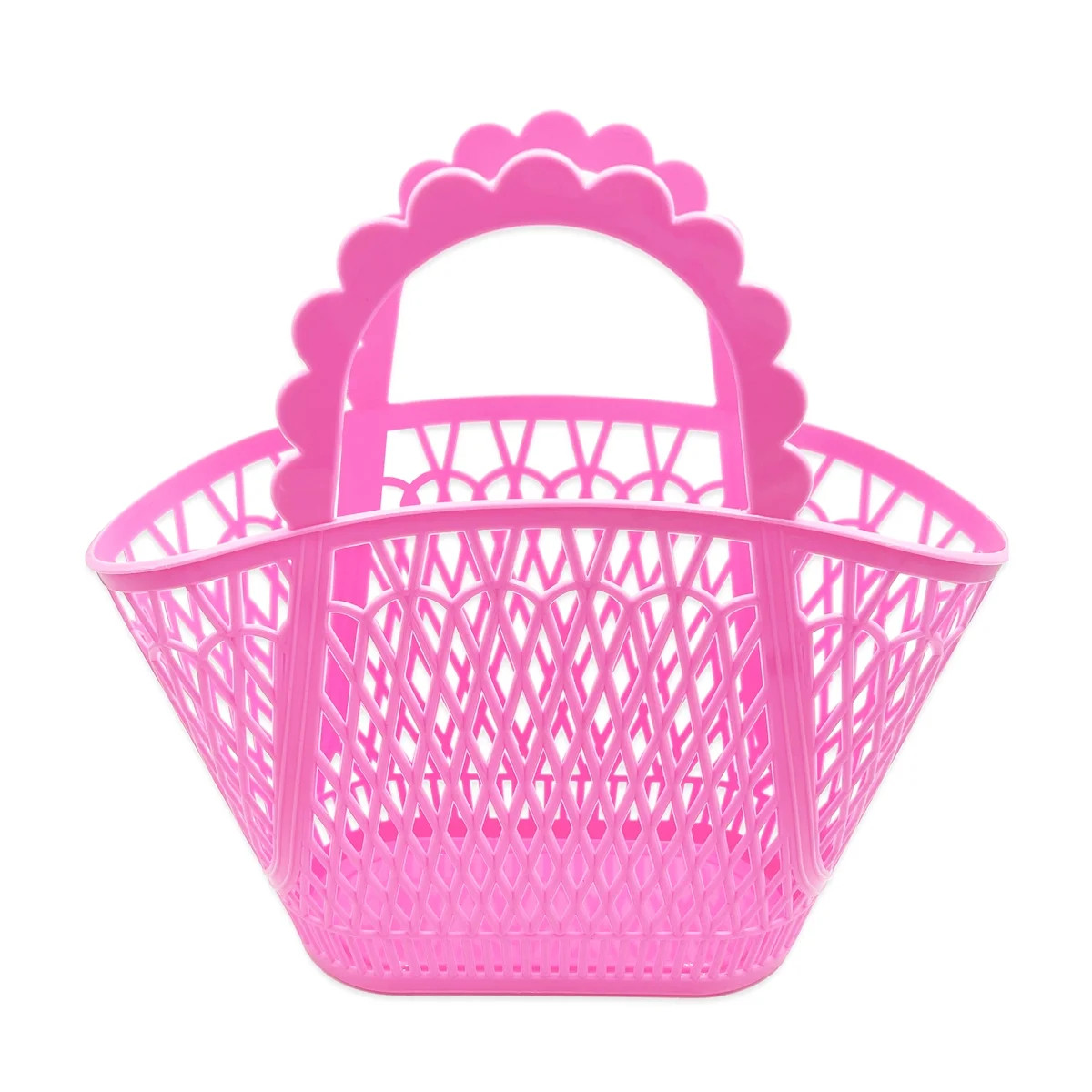 Packed Party 'Bunny Business' Pink Easter Basket Tote, Plastic with Scalloped Handle | Walmart (US)