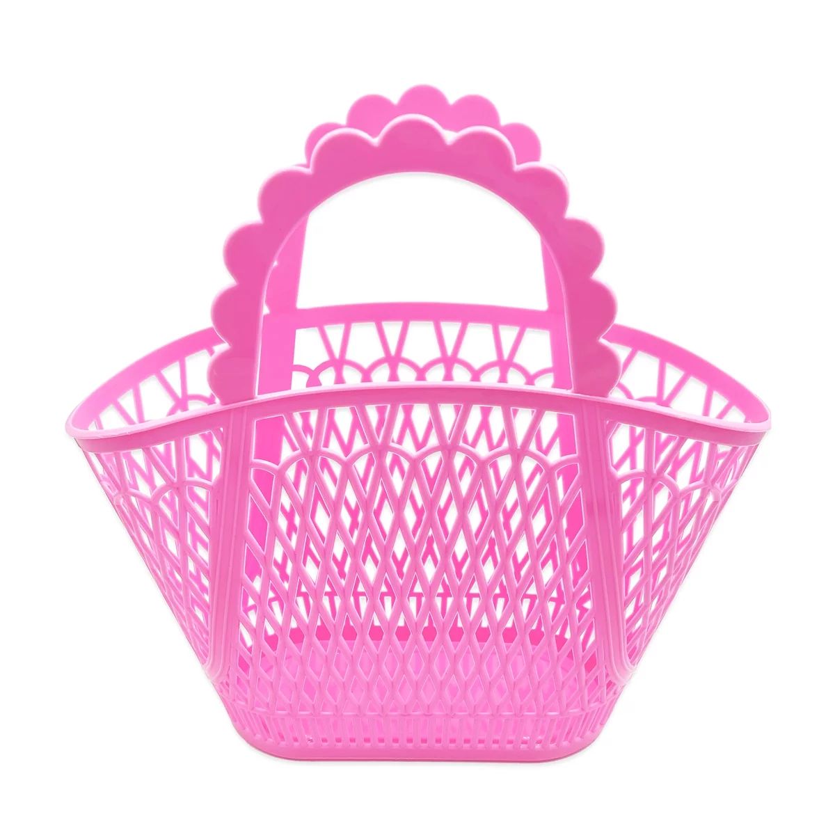 Packed Party 'Bunny Business' Pink Easter Basket Tote, Plastic with Scalloped Handle | Walmart (US)