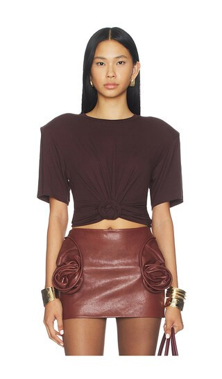 Magda Butrym Knot Front T-Shirt in Brown. - size 36 | Revolve Clothing (Global)