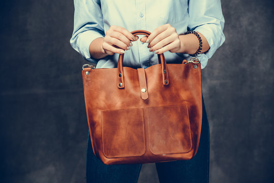 Cognac Leather Tote Bag: Handmade Shoulder Bag, Crossbody Option - Etsy | Etsy (US)