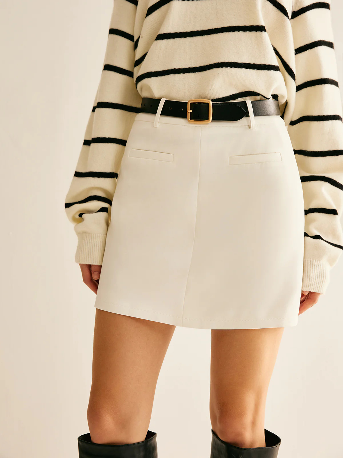 Back Zipper A Line Skirt Without Belt | Commense