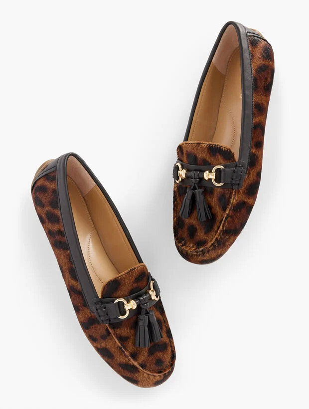 Everson Tassel Driving Moccasins - Calf Hair Leopard | Talbots