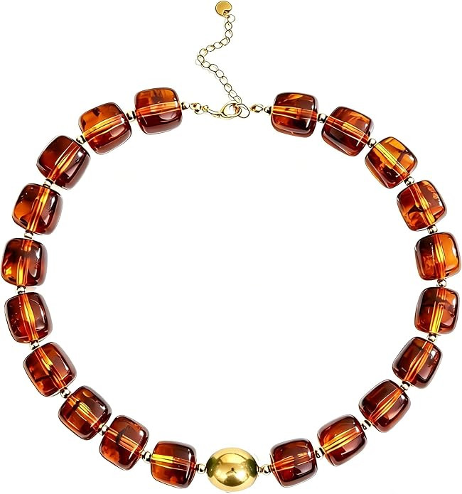 Colorful Resin Chunky Beaded Choker Necklace for Women, Summer Beach Jewelry | Amazon (US)
