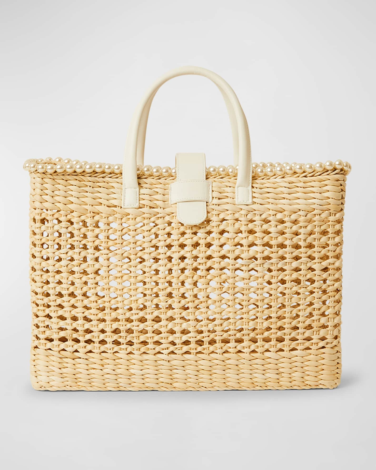 Capri Cutout Woven Straw Tote Bag | Neiman Marcus