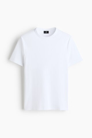 H & M - Slim Fit Ribbed T-shirt - White | H&M (UK, MY, IN, SG, PH, TW, HK)