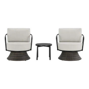 Ellie Rattan Woven Base Outdoor Bistro Set with Swivel Chair | Chita