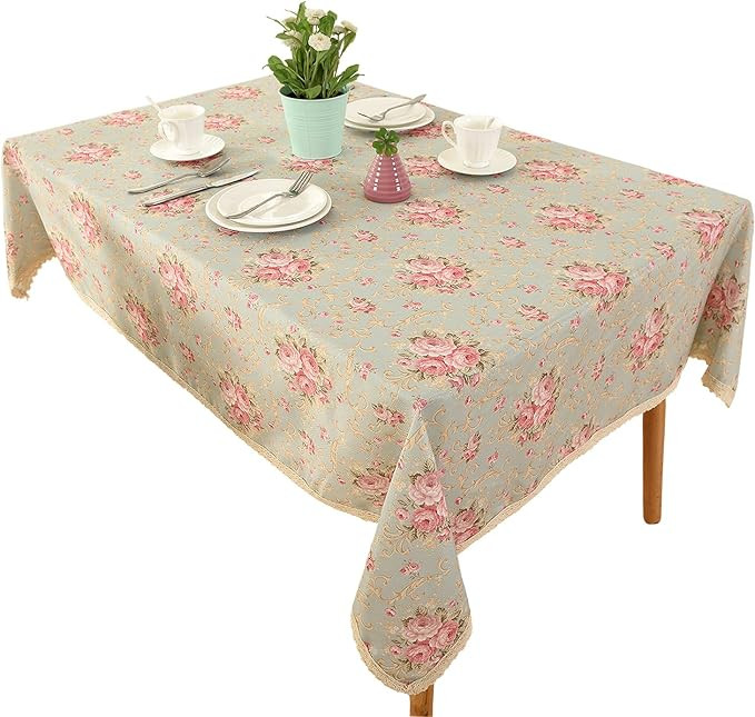 HIGHFLY Rectangle Tablecloth,Vintage Flower Decorative 55x87 Inch Rectangle Linen Table Cloth,Pri... | Amazon (US)