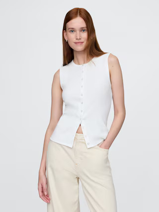 Modern Rib Cardigan Vest | Gap (US)