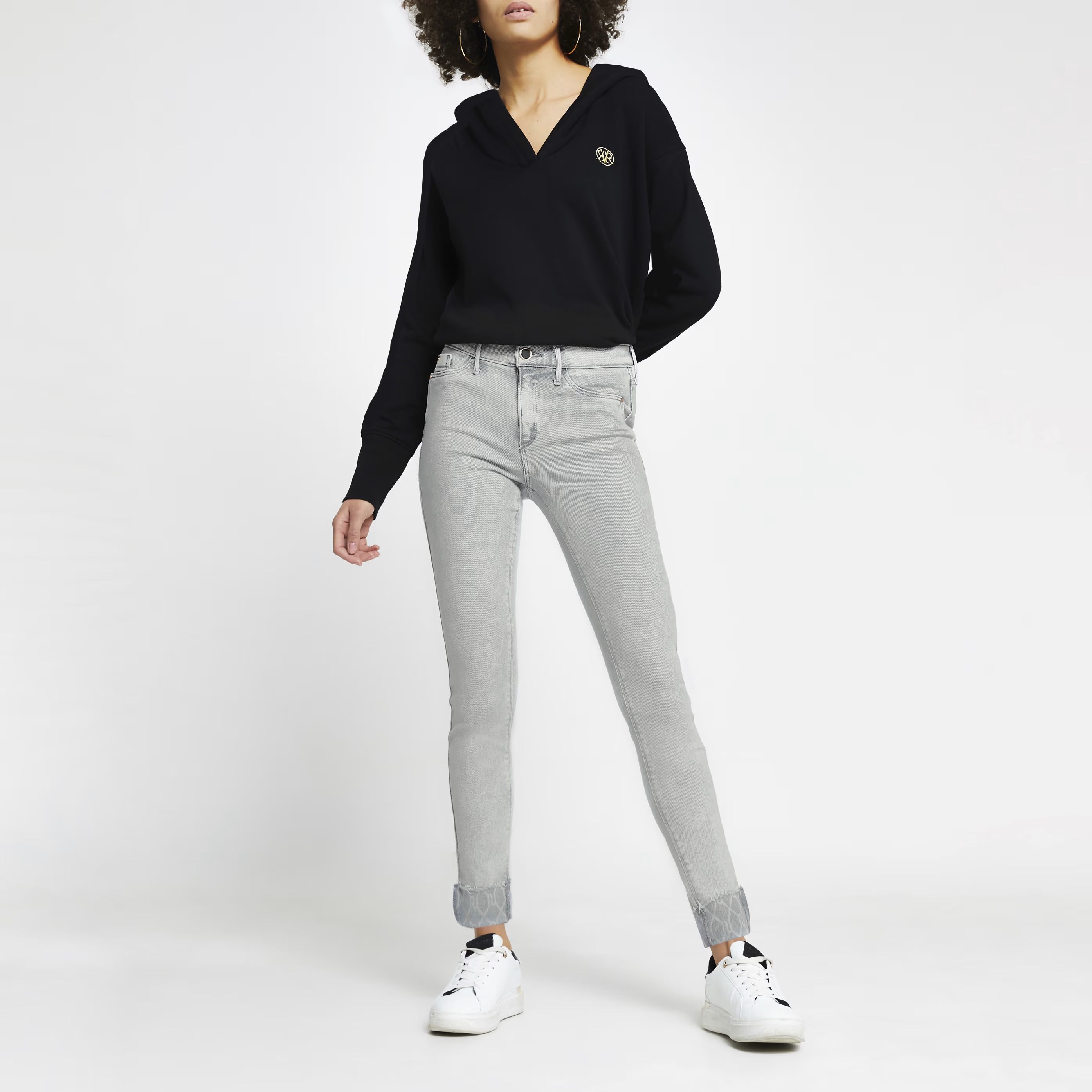 River Island Womens Grey Molly mid rise skinny jeans | River Island (UK & IE)