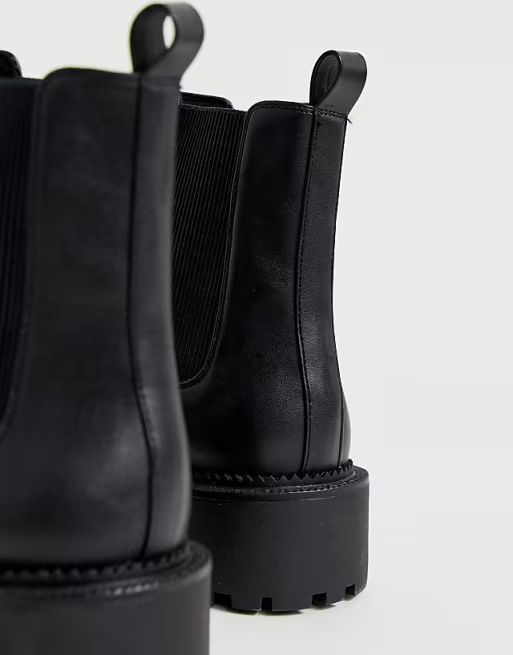 ASOS DESIGN Wide Fit Action chunky chelsea boots in black | ASOS (Global)