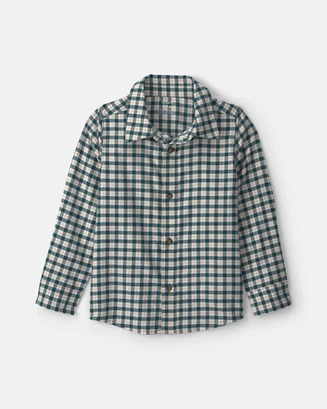 Boys Plaid Long-Sleeve Button-Down Shirt - Green/White | Carter's | Carter's Inc