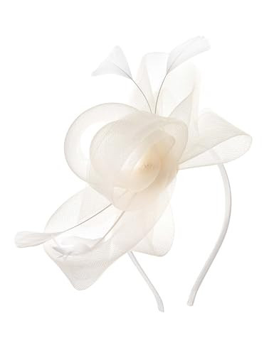 BABEYOND Fascinator Hats for Women Tea Party Hat Kentucky Organza Fascinators Headband Derby Hats Wedding White | Amazon (US)