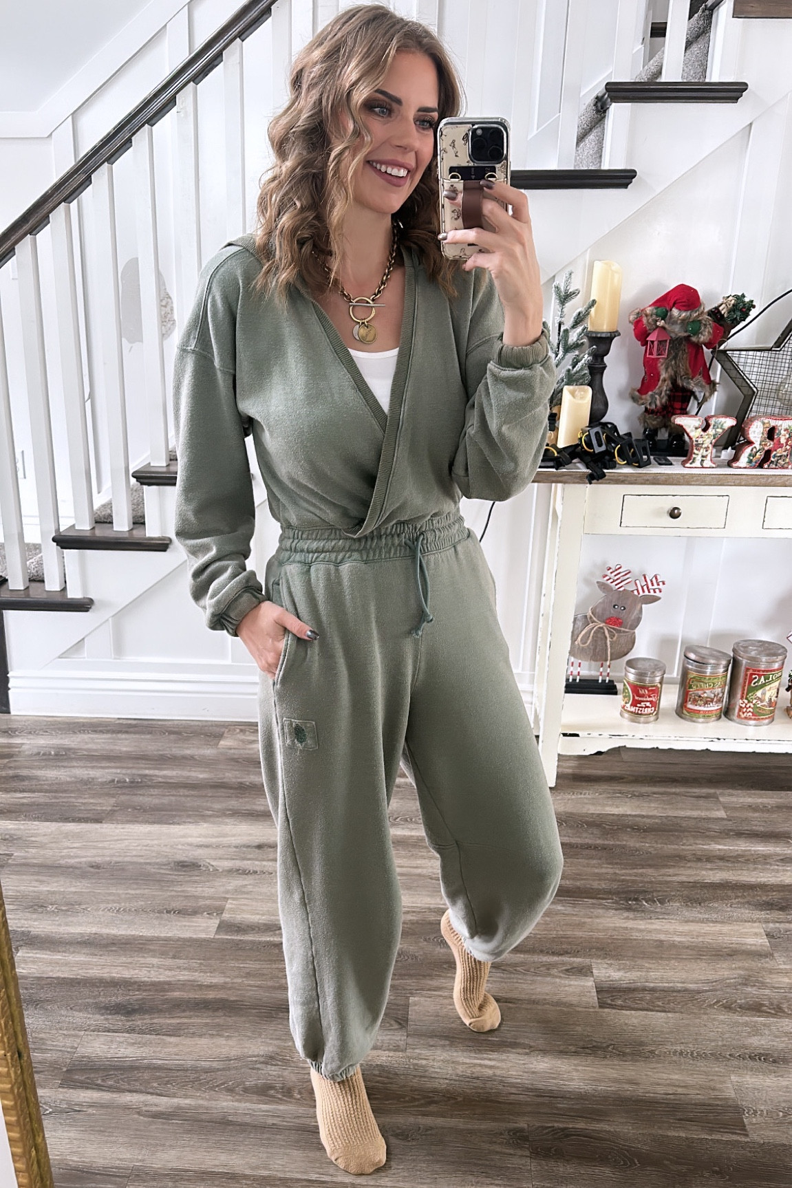 Cozy and cute! 

This jumper is the best ever! I love it so much! I just threw on a tank I got from old navy. 

Both run true to size! Wearing small