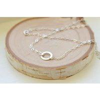 Silver Circle Necklace, Silver Hammered Silver, Petite Everyday Jewelry | Etsy (US)