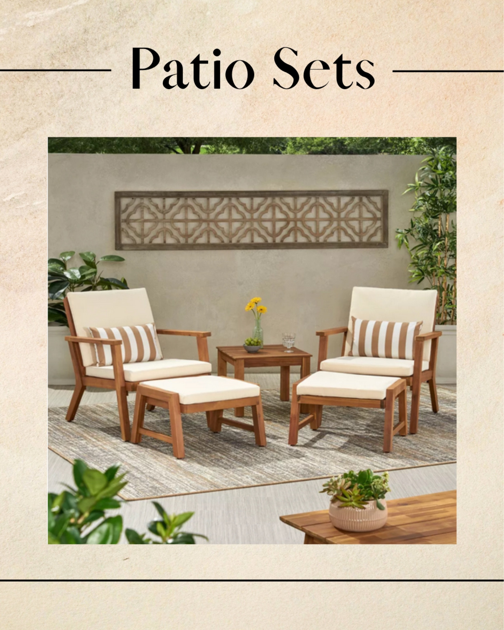 Check out the great patio sets at Target

Patio set, patio furniture, patio chair, outdoor furniture, patio couch, home, home decor, patio decor 

#LTKfamily #LTKSeasonal #LTKhome