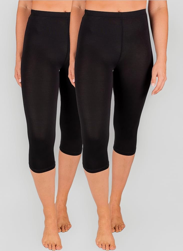 SES Leggings Capri para mujer, de viscosa, 2 unidades, 32-34 hasta 48-50, negros, de viscosa suav... | Amazon (ES)