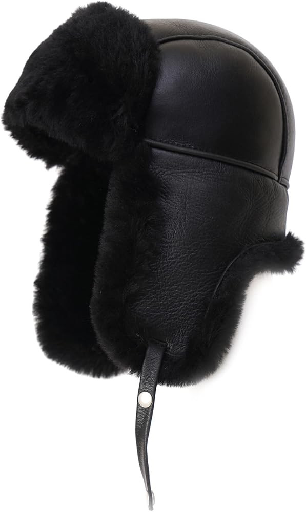 Mumcu's Leather Aviator Russian Ushanka Trapper Shearling Sheepskin Fur Ear Flap Waterproof Winte... | Amazon (US)